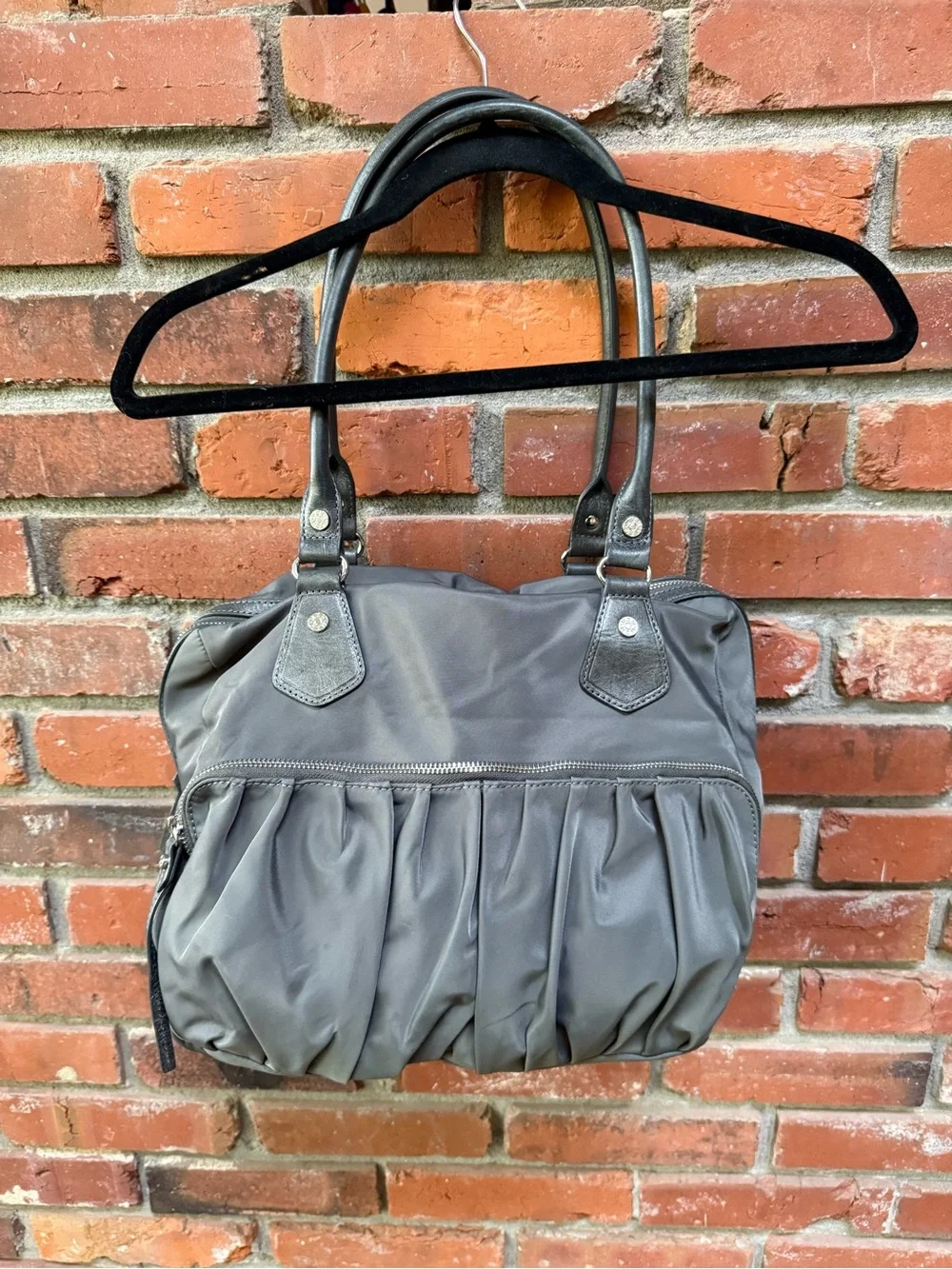 MZ Wallace Gray Gathered Front Shoulder Bag - Women’s Everyday Tote